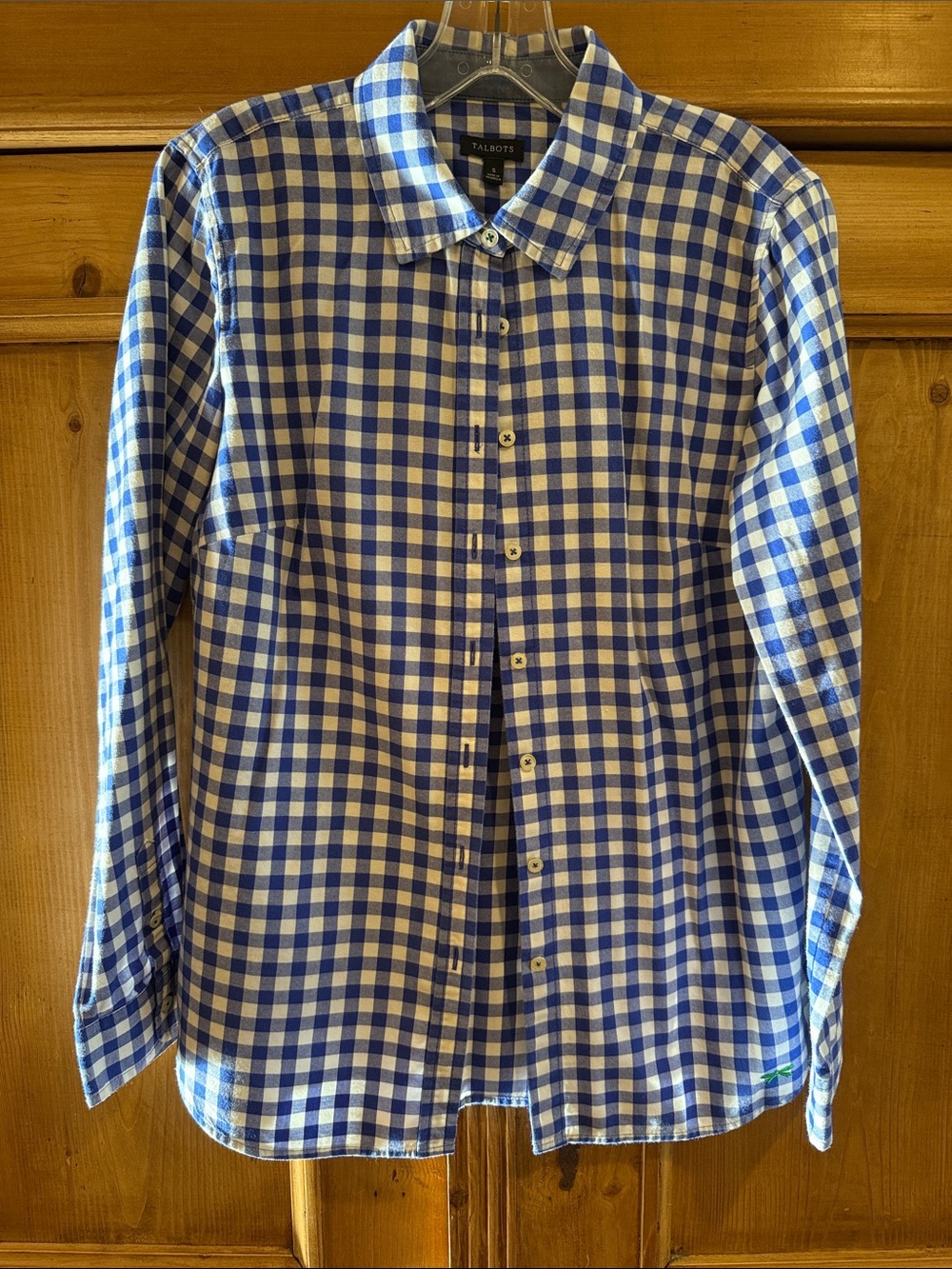 Talbots Blue and White Gingham Men’s Button-Down Shirt